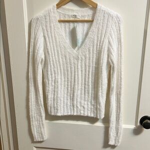 Cozy White V-Neck Sweater